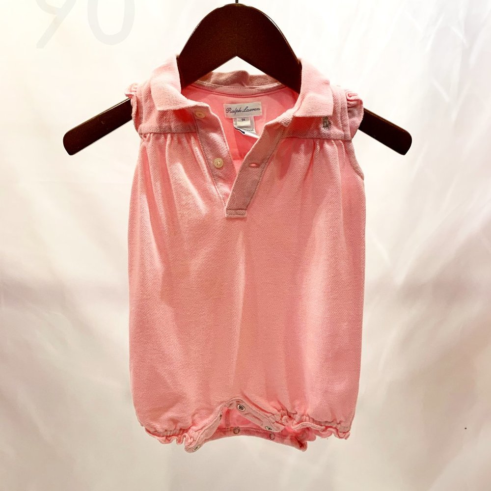 Ralph Lauren Pink Ruffle Sleeve Romper - Size 9M